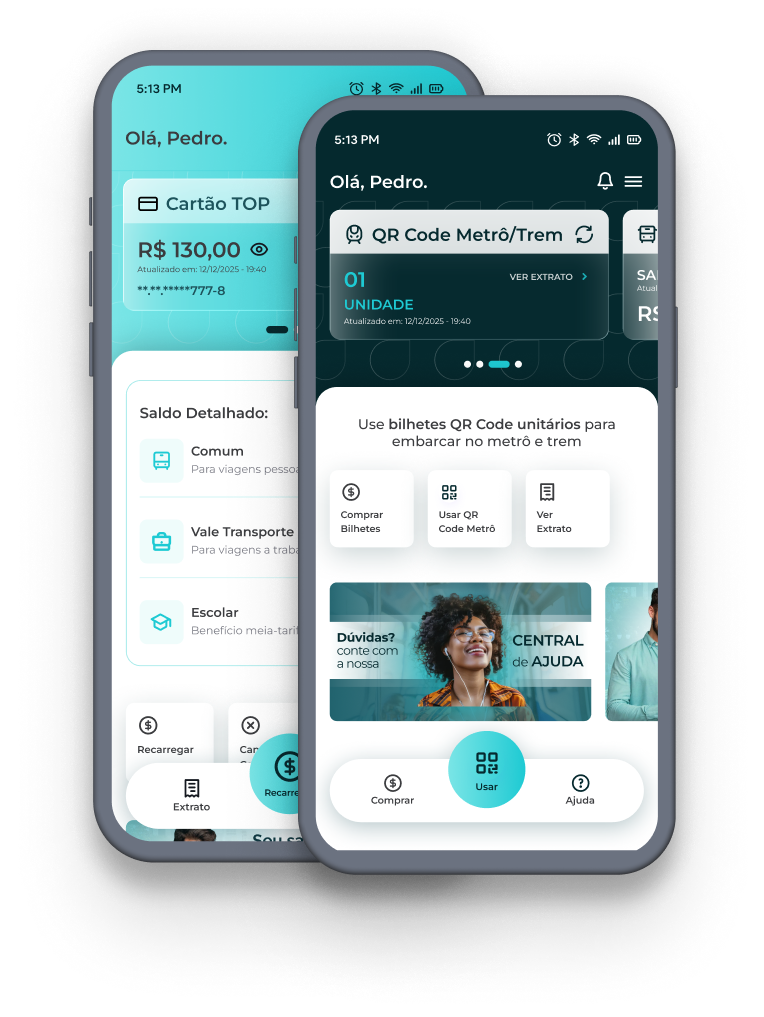 mockup de celulares mostrando o novo app TOP